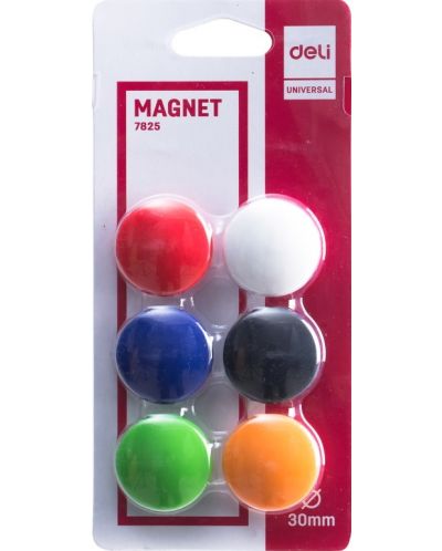 Магнити за бяла дъска Deli Universal - E7825, 30 mm, 6 броя - 1