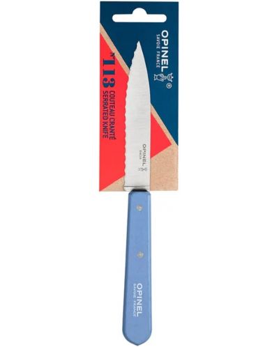 Малък кухненски нож Opinel - Serrated №113, син - 2