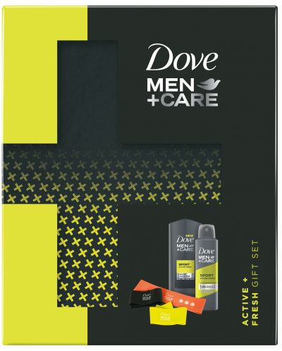 Dove Men+Care Комплект Sport - Дезодорант и душ гел, 150 + 250 ml + ластици за тренировка - 1