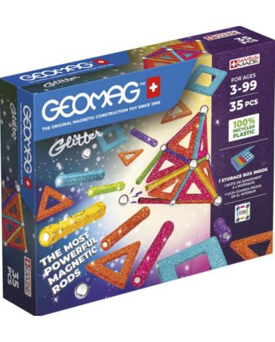 Mагнитен конструктор Geomag - Glitter, 35 части - 1