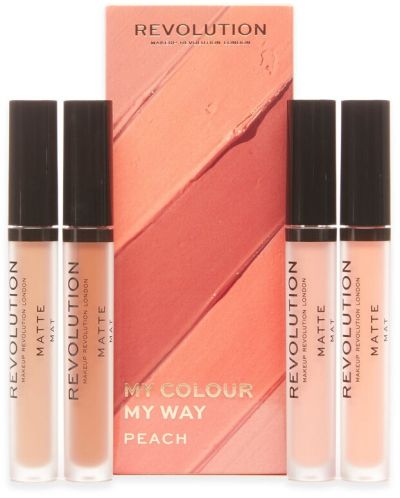 Makeup Revolution Комплект течни червила My Colour My Way, Peach, 4 броя - 1