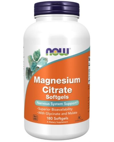 Magnesium Citrate Softgels, 180 капсули, Now - 1