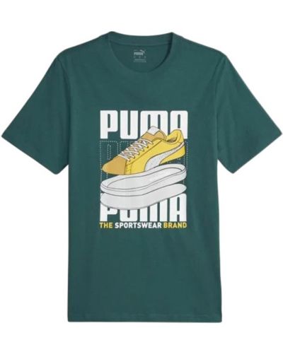 Мъжка тениска Puma - Graphics Sneaker , зелена - 1