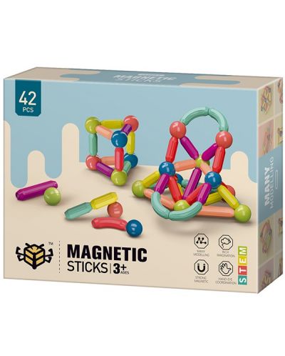 Магнитен конструктор Smart Baby - С топчета и пръчки, 42 части - 1