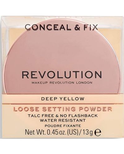 Makeup Revolution Прахообразна пудра Conceal & Fix, Deep Yellow, 13 g - 5