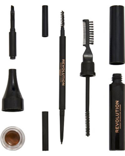 Makeup Revolution Комплект за вежди Builder Kit, Ash Brown, 3 броя - 2
