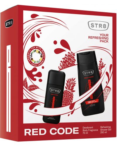 STR8 Red Code Комплект - Натурален спрей и душ гел, 75 + 250 ml - 1