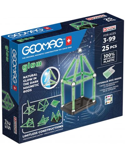 Mагнитен конструктор Geomag - Glow, 25 части - 1