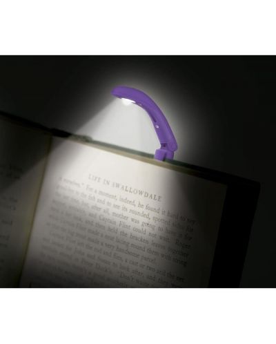 Малка цветна лампичка за книга - лилава - 3