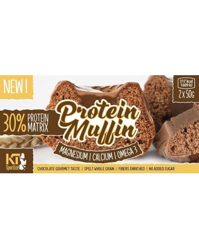 Protein Muffin Gourmet Мъфини с шоколад, 10бр в кутия, 2 броя x 50 g, KT Sportline - 1