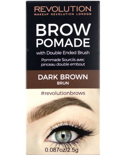 Makeup Revolution Помада за вежди, Dark Brown, 2.5 g - 2