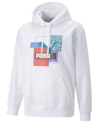 Мъжки суитшърт Puma - Brand Love Hoodie FL, бял - 1