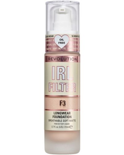 Makeup Revolution Дълготраен фон дьо тен IRL Filter, F3, 23 ml - 1