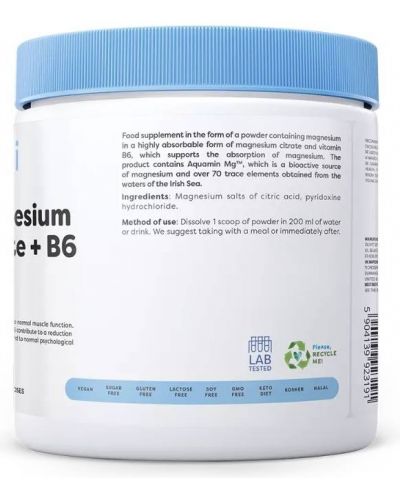 Magnesium Citrate + B6 Powder, 250 g, Osavi - 3