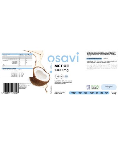 MCT Oil, 1000 mg, 60 гел капсули, Osavi - 2