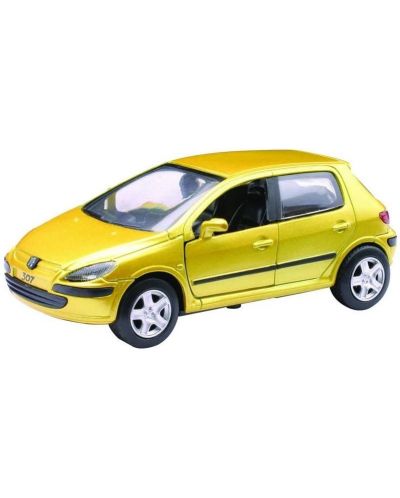 Метална количка Newray - Peugeot 307, жълта, 1:32 - 1