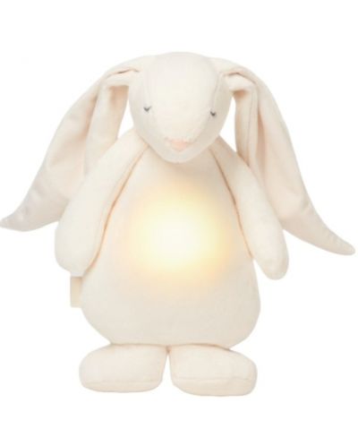 Мека играчка с нощна лампа и успокояващи звуци Moonie - Зайо, Cream - 1