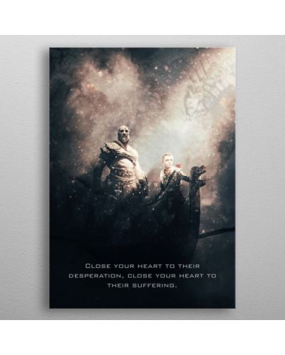 Метален постер Displate - Tagline: God of War - 3
