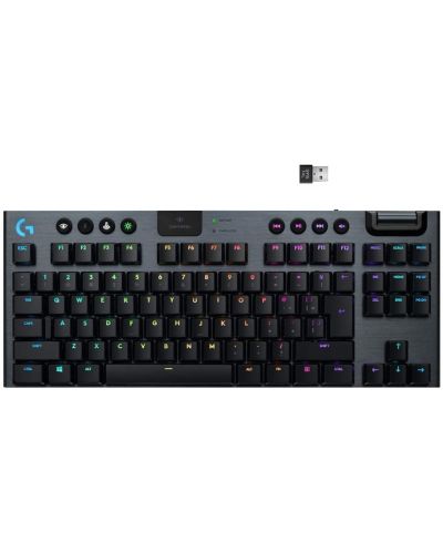 Механична клавиатура Logitech - G915 TKL, Clicky, RGB, черна - 1