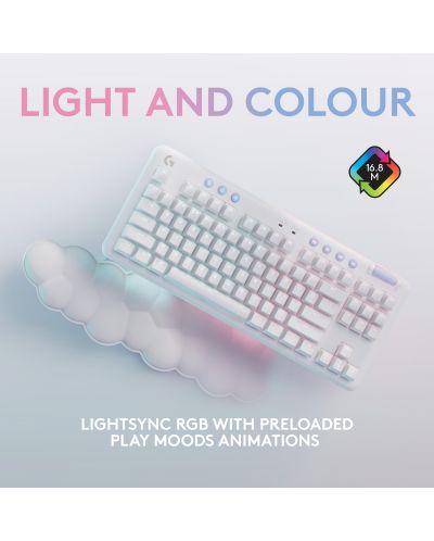 Механична клавиатура Logitech - G715, Tactile, RGB, Off White - 5