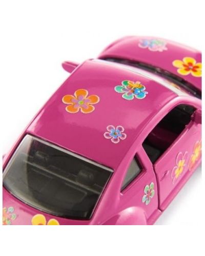 Метална количка Siku - Vw The Beetle Pink, със стикери на цветя - 2