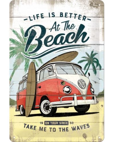 Метална табелка Nostalgic Art VW - Life Is Better At The Beach - 1