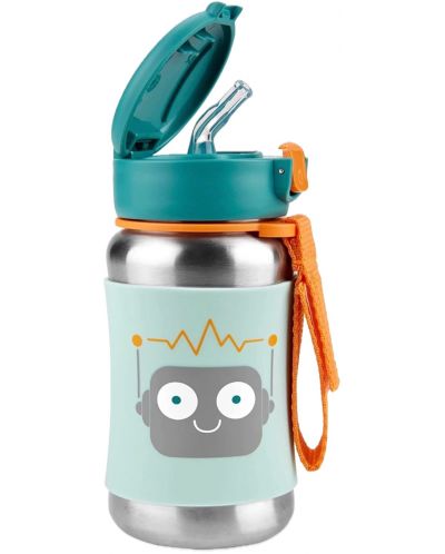 Метална бутилка Skip Hop Spark Style - Robot, 350 ml - 2