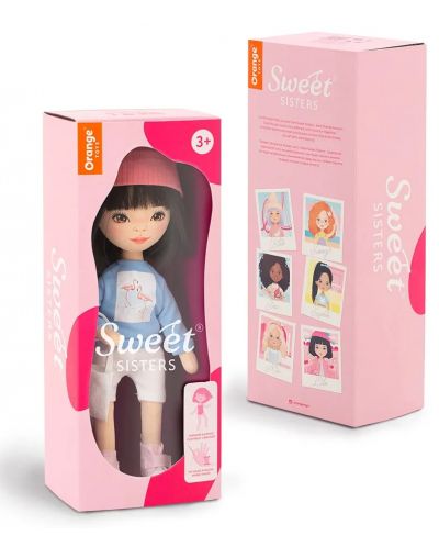 Мека кукла Orange Toys Sweet Sisters - Лилу със светлосин пуловер, 32 cm - 2