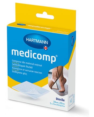 Medicomp Компреси от нетъкан текстил, стерилни, 7.5 x 7.5 cm, 5 х 2 броя, Hartmann - 1