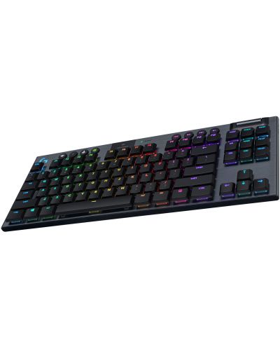 Механична клавиатура Logitech - G915 TKL, Clicky, RGB, черна - 12
