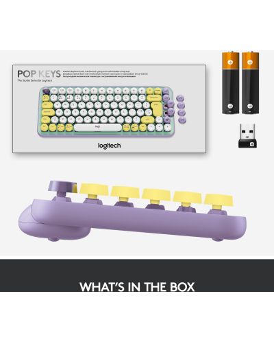 Механична клавиатура Logitech - POP Keys, безжична, Brown, лилава/зелена - 8