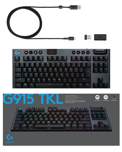 Механична клавиатура Logitech - G915 TKL, Тactile, RGB, черна - 11