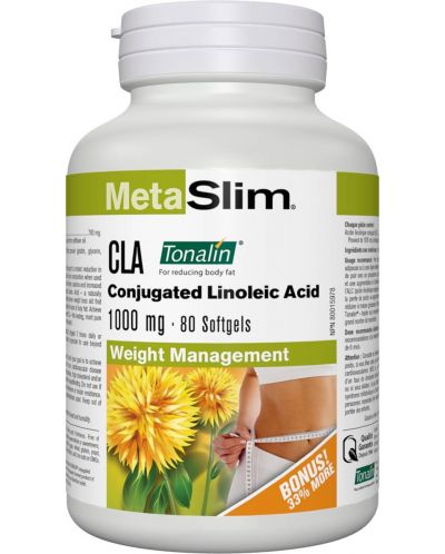 MetaSlim CLA Tonalin, 1000 mg, 80 софтгел капсули, Webber Naturals - 1
