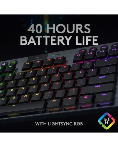 Механична клавиатура Logitech - G915 TKL, Тactile, RGB, черна - 10