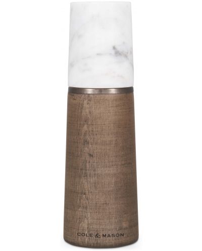 Мелничка за сол Cole & Mason - Marble, 18.5 х 6 cm, дърво и бял мрамор - 1