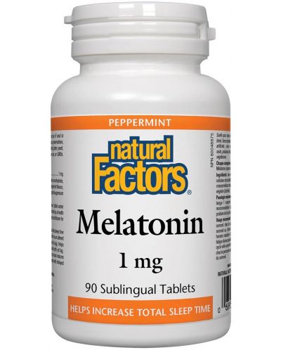 Melatonin, 1 mg, 90 сублингвални таблетки, Natural Factors - 1