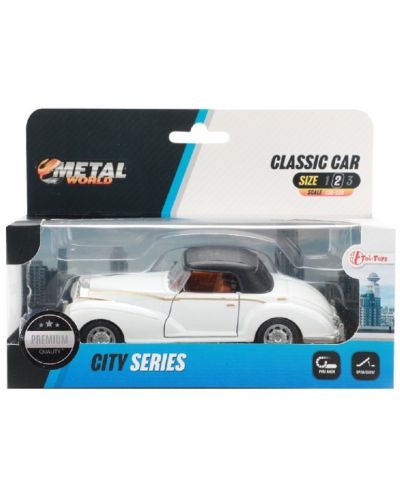 Метален автомобил Toi Toys - Classic, кабриолет с покрив, 1:35, бял - 2