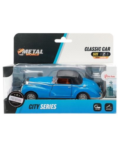 Метален автомобил Toi Toys - Classic, кабриолет с покрив, 1:35, син - 2