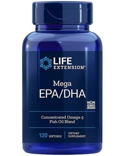 Mega EPA/ DHA, 120 софтгел капсули, Life Extension - 1