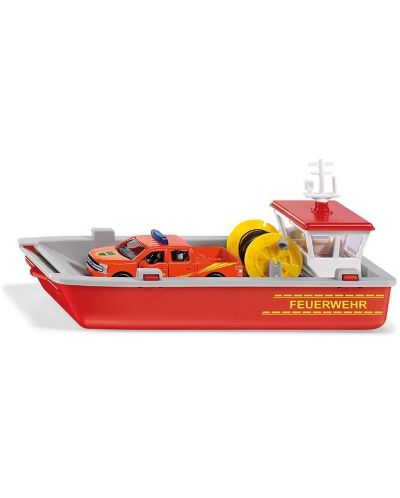 Метална играчка Siku - Пожарна лодка с пикап, 1:50 - 1