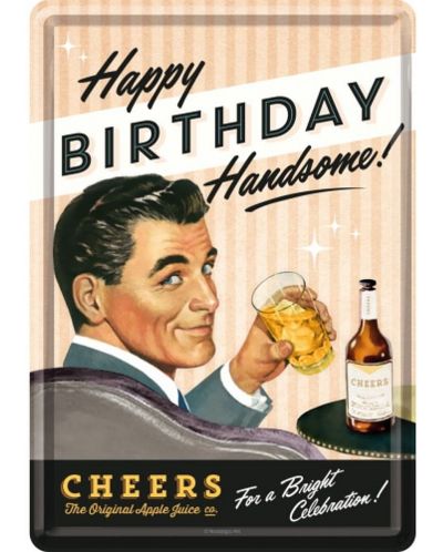 Метална картичка Nostalgic Art - Happy Birthday, Handsome - 1