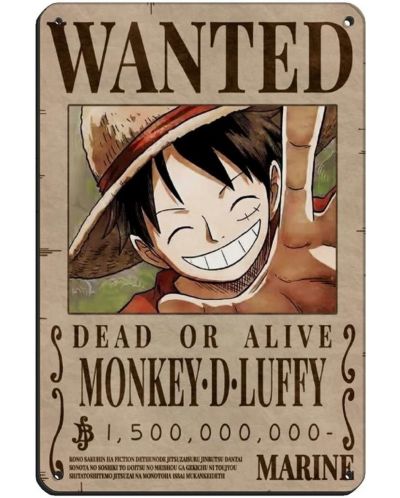 Метален постер ABYstyle Animation: One Piece - Monkey D. Luffy Wanted Poster (New World) - 1