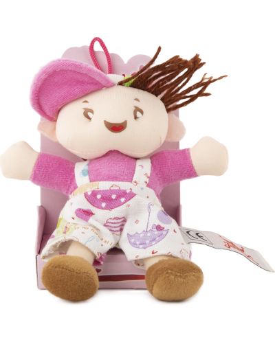 Мека кукла Амек Тойс - Момче с розова шапка, 14 cm - 1