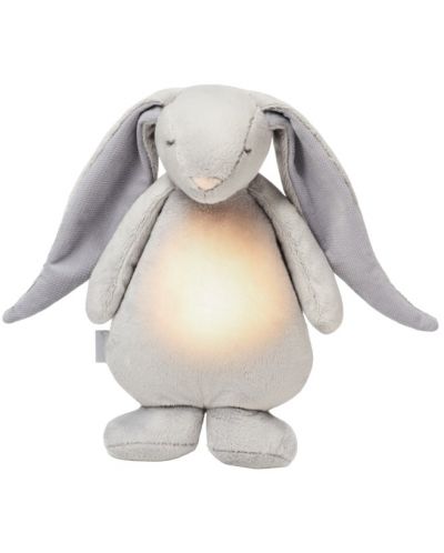 Мека играчка с нощна лампа и успокояващи звуци Moonie - Зайо, Silver - 1