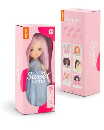 Мека кукла Orange Toys Sweet Sisters - Били със сатенена синя рокля, 32 cm - 2
