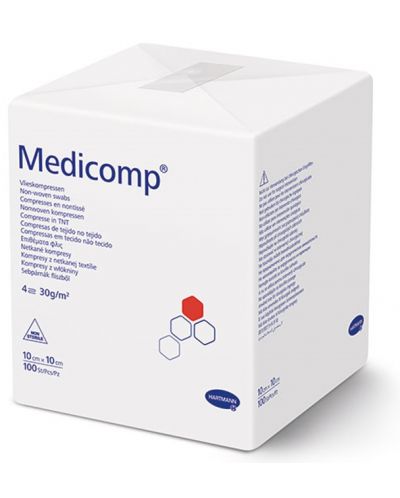 Medicomp Компреси от нетъкан текстил, нестерилни, 10 x 10 cm, 100 броя, Hartmann - 1