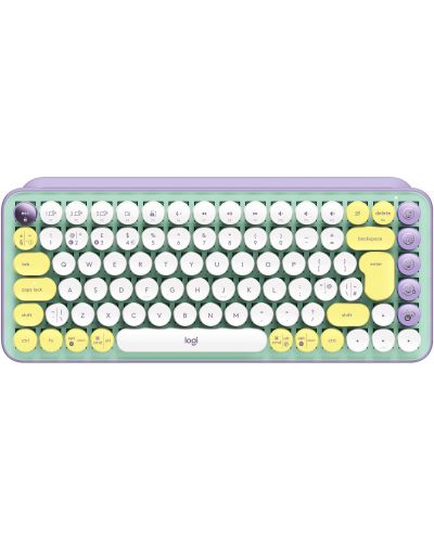 Механична клавиатура Logitech - POP Keys, безжична, Brown, лилава/зелена - 1