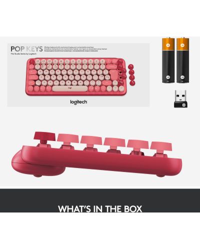 Механична клавиатура Logitech - POP Keys, безжична, Brown, розова - 8