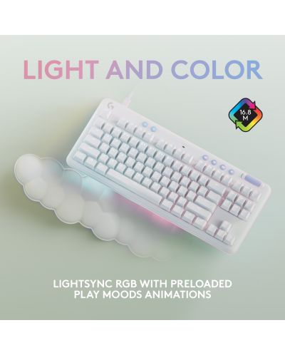 Механична клавиатура Logitech - G713, Tactile RGB, US, Off White - 5