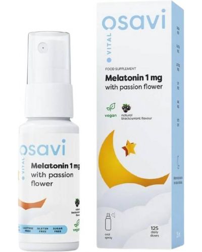 Melatonin with Passion Flower Орален спрей, касис, 25 ml, Osavi - 1